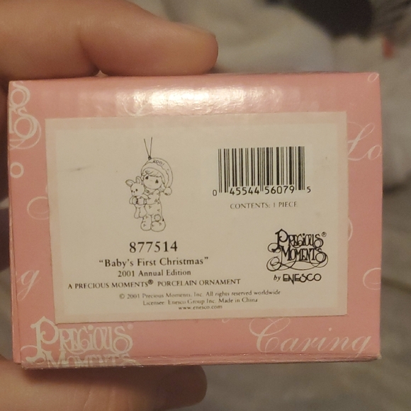 Babys First Christmas 2001-Precious Moments Pink Baby's First Christmas Ornament - Picture 2 of 2